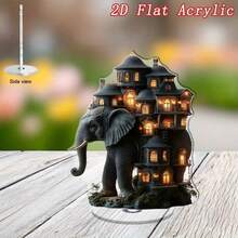 Decoración de escritorio giratoria de acrílico 2D con diseño de casa imaginativa, potencia la creatividad de la oficina, adecuado como regalo perfecto para aniversario corporativo, Halloween, Navidad, amigos, niños, padres