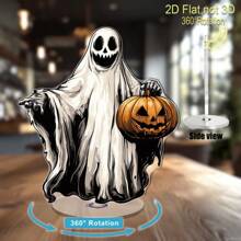 2D drehbare Acryl Tischdekoration - Geschnitzter Kürbis Horror für Halloween, 360° Drehung, ohne Batterie, geeignet für Innen und Außen, 2D flaches Design, Zuhause, Büro, Party & saisonales Geschenk, Halloween Dekoration für Zuhause, lustige Dekoration, langanhaltend, tolle Geschenkidee