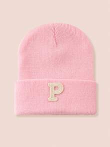 1pc Kids 26-Letter Knitted Hat, Warm Beanie For Boys And Girls, Suitable For Outdoor, Daily Wear In Autumn/Winter - Pink - View 40