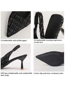 女士尖头小猫跟露跟高跟鞋 - 黑色 - 查看 8