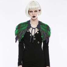 Châle de femmes en plumes artificielles, cape, col en dentelle, costumes de sorcière pour Halloween et carnaval