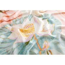 1 PIEZA Versión coreana del elegante chal de seda satinada con estampado floral, ligero y suave, ideal para protección solar, de uso diario y de moda - Rosa - Ver 4