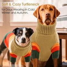 Local Delivery Dog Sweater, Stretchy Dogs Sweaters Large Sized Pets, Turtleneck Sweater For Pet Large Breed, Thick Knitwear For Fall Winter, Clothes For Pug, French Bulldog (Brown L) - Brown - View 5