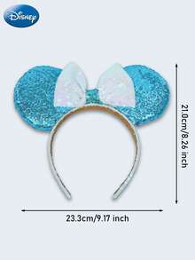 Disney 1个米老鼠耳朵发箍 公主耳朵 蓝色雪花亮片头饰 旅行派对角色扮演服装配饰