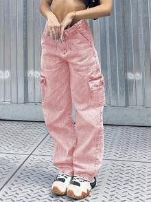 American Minimalist Flattering Utility Jeans Casual - Pink - View 4