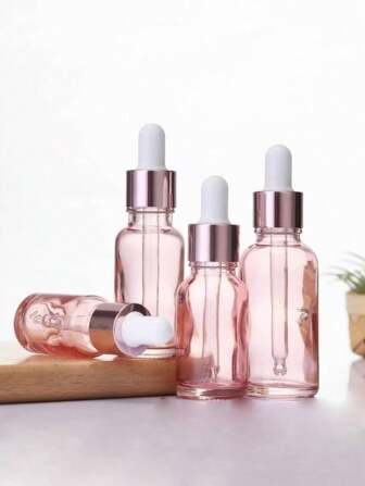 1 pezzo Bottiglia contagocce cosmetica in vetro rosa trasparente da 10/15/20/30ml per oli essenziali ed essenze