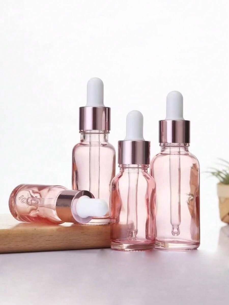 1 Piece 10/15/20/30ml Transparent Pink Essential Oil Essence Dropper Bottle Cosmetic Dispensing Bottle