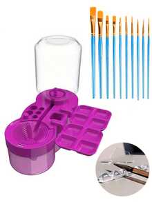 水循环式画笔清洗器，带调色盘，ABS材质艺术家画笔清洗杯架，画笔架，丙烯水彩画笔自动清洗工具，理想的艺术用品礼品，返校季，学习用品 - 彩色 - 查看 15