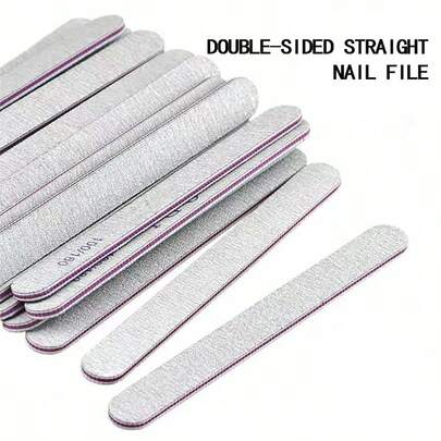 5/10/25/50Pcs Straight Nail Files 100/180 Grit Wood Sandpaper Sanding File Double Side Of Polishing Files For Natural Nail