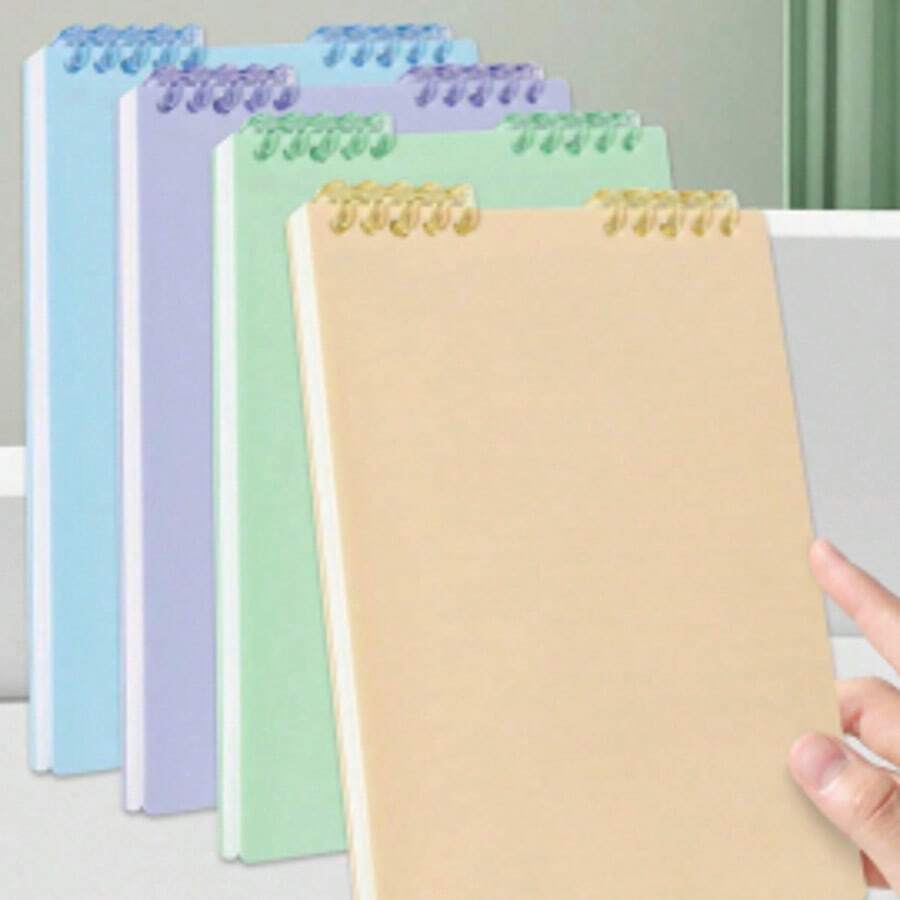 Back To School Supplies 1 Pcs 360° Flip Loose-Leaf Book, Wooden Cover, Flip Up And Down Notebook, Double-Sided Writing, Ink-Proof, Suitable For Students' Classes/Office Records/Schedule Notes - Hồng - Xem 1