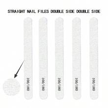 5/10/25/50 unidades de limas de unha retas, grãos 100/180, lixa de madeira, dupla face, para polimento de unhas naturais.