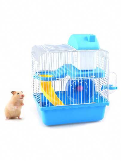 Jaula para hámster, fuente de agua, ruedas, tobogán, hermosa y elegante.Jaulas Hamster Casa Para Hamster Bebedero Rueda Deslizar