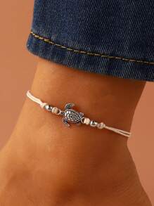 Neuer Retro-Stil Schildkröte handgewebte Hanfseil Knöchelkette, unisex, perfekter Modeaccessoire für Sommerstrände, multifunktionale dekorative Kette (Armband, Knöchelkette)