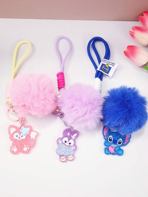 Disney 2pcs/Set Ins Style Disney Design Acrylic Beaded Cute Hanging Decoration Keychain, Suitable For Daily Outfit Decoration