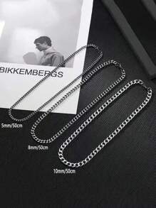 1 Piece Of 5mm/8mm/10mm Long 50cm Stainless Steel Minimalist Style NK Chain Men's Necklace Suitable For Daily Father's Day Beach Accessories Gifts