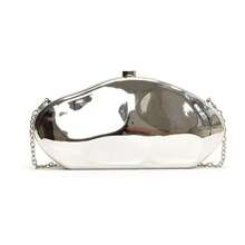 Women's Acrylic Evening Clutch Bag With Lattice Pattern - Silver - View 1