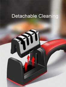 Afilador de cuchillos de mano multifunción de 3 etapas, herramienta de afilado rápido con base antideslizante, accesorio de cocina - Multicolor - Ver 8