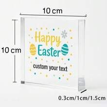 1pc Acrylic Ornaments Transparent Acrylic Easter Decoration, Personalized Message Block With Colorful Eggs, Spring Holiday Gift For Her, Bedroom Or Living Room Decor