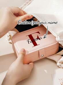 1 Stück personalisierter, individuell bedruckter Schmuckkasten mit Klappmechanismus, rosa PU Schmuckaufbewahrung, weißer tragbarer Schmuckkasten, schwarzer Reise Schmuckkasten, geeignet für Ringe, Halsketten, Ohrringe, Uhren, Lippenstifte und andere Schmuckaufbewahrung, Schlafzimmer, geeignet für Reisen und Zuhause, geeignet für Mädchen, Geschenke, Feste, Hochzeiten, Müttertagsgeschenke, Brautjungferngeschenke, Jubiläen, Abschlussgeschenke, Weihnachtsgeschenke