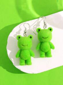 1 Pair Fashionable, Exquisite, Cute, Lively, Fun, Personalized, Versatile Cartoon Frog Dangle Earrings For Women, Suitable For Daily, Commute, Festivals, Holidays