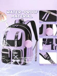 Backpack For Girls, 3 PCS Waterproof Girls Backpack With Lunch Box & Pencil Case, Kid Backpacks For Teen Girl Kindergarten Elementary Middle High School Student Back To School Kid Bookbag Set - Pink - View 5