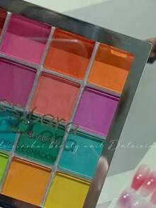 16Grids Colorful Neon Nail Art Powder,Fluorescent Nail Glitter Pigment Dust For Vibrant Pink, Yellow & Green Ombre Designs For Nail Art Design Decorations Accessories,Women's Nail Salon Supplies - Apricot - View 6