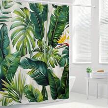 1 Stück Tropischer Regenwald Bananenblätter & Blumen Duschvorhang, lichtundurchlässiger Polyesterstoff mit Haken, für Fenster und Wände, Badewanne Badezimmer Zuhause Dekoration Duschvorhang, universell ganzjährig und Schulanfang