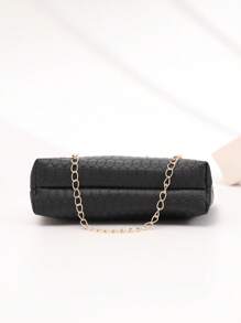 Bolso de hombro/cruzado de mujer con cadena de metal con relieve en forma de corazón de moda