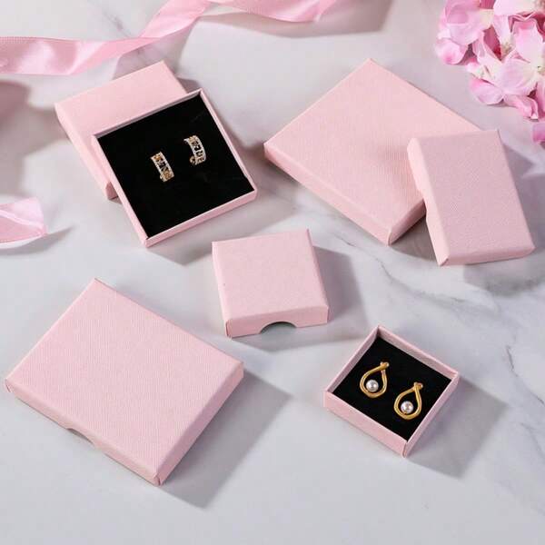 4Pcs Pink Two Pieces Jewelry Boxes (Suitable For Earrings, Studs, Bracelets, Rings, Necklaces) With Gift Box Packaging; Perfect For Proposals, Weddings, Confessions, Valentine's Day, Mother's Day, Goddess Festival, Christmas, New Year, Back-To-School Season, Gifts For Girlfriends, Meeting Gifts, And Jewelry Storage; Suitable For Men, Women, Fathers, Mothers, And Students. For Women Storage Organizer Travel Essentials Back To School Dormitory Storage