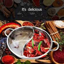 28/30cm Hot Pot Twin Divided Stainless Steel 28cm Cookware Hot Pot Ruled Compatible Double-Flavor Hot Pot Cooking Erwei Hot Pot - 30CM - View 1