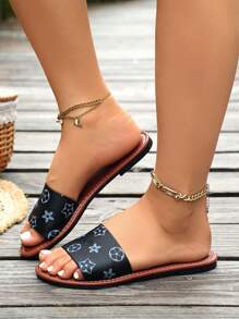 New Fashionable H-Shaped Women Slippers, Casual Style, Roman Style Slip-On Sandals, Comfortable Black, Beige And Brown Colors, Low Heel And Embossed Pattern, Influencer Recommended, Desert Keys French High-End Feel Flat Slippers With Sequins And Thick Soles, Beach Shoes, Perfectly Matching The New Fairy Style Slip-On Slippers, Suitable For Dates, Indoor And Outdoor Use, With Deodorizing And Non-Slip Function, Crocodile Pattern Slippers, With Metal Decoration And Flat Sole, Slip-On Summer Fashion Sandals