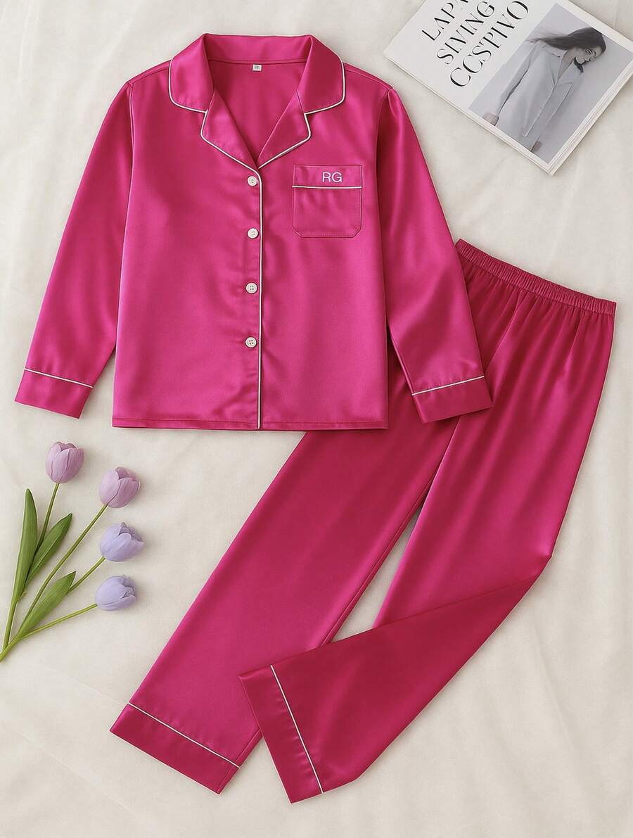 Conjunto Pijama De Mujer Satin 2 Piezas Fresca Y Comoda