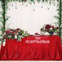 1pc 47" X 70.8" Pink Rectangular Sequins Tablecloth, Shiny Hanging Decorative Cloth Suitable For Valentine's Day, Birthday Party, Wedding And More