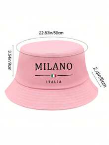 1pc Pink Bucket Hat With Milano Letters, Personalized Fashionable Versatile Casual Sun Protection Hat, Outdoor Sun Protection, Plain Bucket Hat, Lightweight Bucket Hat, Beach Bucket Hat, Minimalist Bucket Hat, Suitable For Outdoor, Summer Wear, Vacation, Commuting, Etc., Can Also Be Used As A Mother'S Day Gift Or Birthday Gift - Pink - View 8