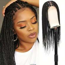 Full Lace Front Box Braided Wigs For Women 24 Inches Knotless Cornrow Braids Lace Frontal Wig Synthetic Braided Wig Daily Used - Black - View 12