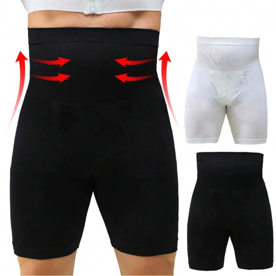 Men Tummy Control Shorts Body Shaper Compression High Waist Trainer Belly Trimmer Panties Slimming Shapewear Boxer Underwear - Black - View 1