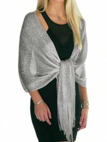 Metallic Glitter Shawl Wrap For Evening Dresses And Weddings - Màu tím - Xem 8