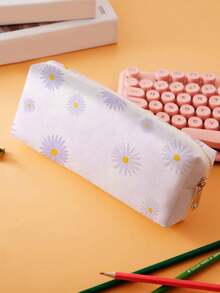 1 件彩色花卉印花灯芯绒铅笔盒、文具收纳袋、双面印花笔袋、便携式多功能办公用品铅笔收纳盒，是送给学生、朋友、宰牲节、节日、返校、学校用品、铅笔袋、书包的绝佳礼物