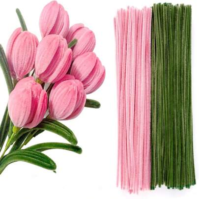 100/200 piezas Limpiapipas Suministros manualidades 2 colores surtidos pastel Tallos de chenilla para proyectos de arte y artesanía, decoraciones DIY creativas, perfectos para hacer animales, flores y decoraciones festivas
