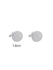 1 Pair Fashionable Round Metal Cufflinks, Men's Liquid Sand Dress Shirt Cufflinks