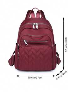 Backpack Women's New Diamond Lattice Large Capacity Travel Fashion All Casual Bag Oxford Cloth Women Backpack, School Backpack, School Supplies, School Backpack, School Bag, Backpack For School, Back To School Backpack, School Bookbag, Big Backpack, Backpack School, Back To School Bags, Lightweight, Portable, Teacher, White-Collar Workers, Perfect For Back To School, First Day Of School, College, Work, Business, Commute, Office - Red - View 2