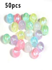 50pcs Mermaid Style Acrylic Decorative Beads, 8mm Rainbow Glitter Beads, Suitable For DIY Jewelry Making Necklaces, Bracelets, Earrings, Handmade Accessories And Unique Gifts