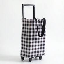 1 peça Bolsa de Compras Dobrável Grande, Portátil e À Prova d'Água para Uso Externo, Adequada para Compras em Supermercados, Carrinho Manual de Tecido Oxford com Pequeno Carrinho, Capacidade de Carga de 18 kg