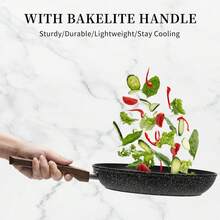 Innwewell 11 Inch Nonstick Frying Pan, Non Stick Frying Pan Large Skillet Pan Omelette Chef's Pan, Induction Compatible, No Toxic & PFOA Free, Black - 黑色 - 查看 9