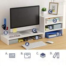 Computer Monitor Stand Riser, Desktop Organizer Shelf For Keyboard Storage, Office Desk Space-Saving Accessory