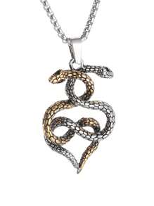 1pc New Fashion Viking Retro Snake Animal Pendant Necklace, Unisex Rock Party Jewelry Gift