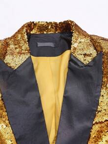 Men's Suit Party Jacket, Half Neck Sequin Suit Jacket, Suitable For Attending Dances And Parties, Is The Best Gift For Husbands To Attend Parties - Vàng đen - Xem 3