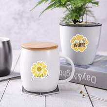 50 件花卉贴纸乙烯基美学贴纸剪贴簿、日记、保险杠、滑板、水瓶、卡通、安全帽、汽车贴纸和贴花 - 彩色 - 查看 9