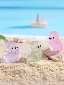 10/20pcs Luminous Mini Resin Marine Animals, Glow In The Dark Cute Sea Otter Animals Small Miniature River Otter Figures For DIY Fairy Garden, Glass Container, Potted Plant Decor, Micro Landscape Craft, Garden Decoration, Car Interior Accessories,Ocean Theme Party, Perfect Birthday Gift(Random Color) - Multicolor - View 6