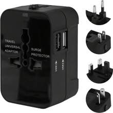 Overseas Conversion Plug, Outlet A/O/BF/C, Overseas Power Plug, Multi-Conversion Plug, 2 USB Ports, Worldwide Compatible, Converter, Charger Type For Overseas Travel, Multi-Adapter, Compatible With Over 200 Countries